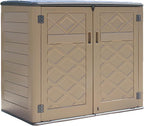 HOMSPARK Storage Shed Weather Resistance, Multi-Purpose Outdoor Storage Cabinet for Backyards and Patios, Horizontal Storage Shed for Lawnmower, Patio Accessories (Coffee,Large - 48 cu.ft)