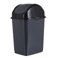 Superio Kitchen Trash Can with Swing Top Lid 9 Gallon Slim Waste Bin 37 Qt Sturdy Plastic Garbage Can Medium Recycling Bin for Office, Bathroom, Under Counter, Dorm, Bedroom (Dark Grey)