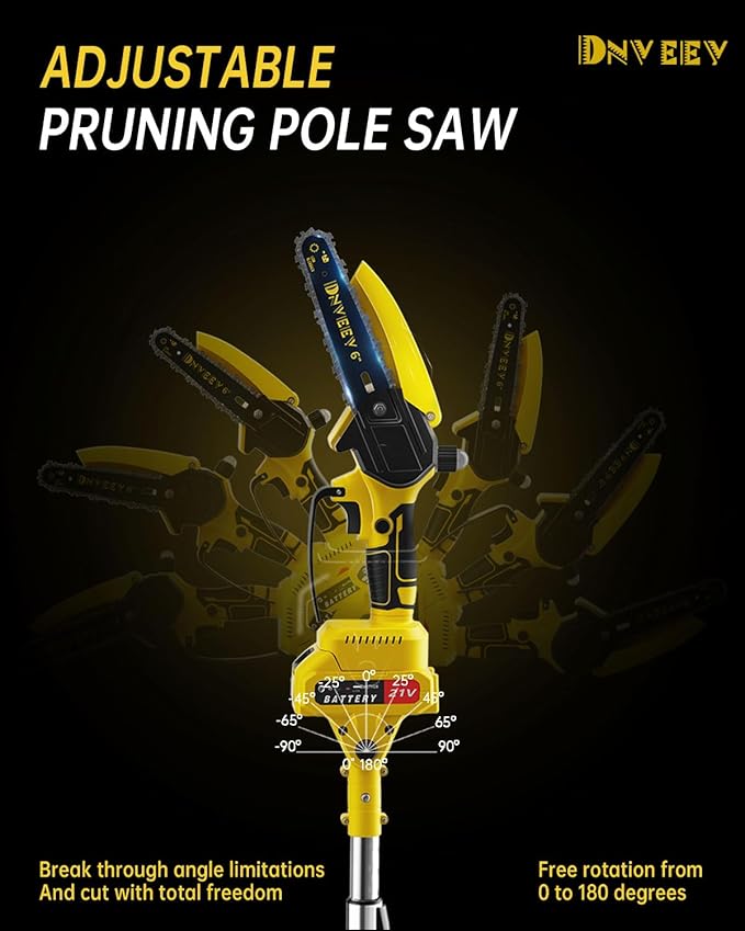Cordless Pole Saw Electric Tree Trimmer, 2-in-1 Polesaw & Mini Chainsaw with Extension, Includes 2x21V Batteries & Complete Kit for Pruning & Limbing (DHS4088)