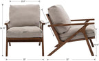 chairus Mid Century Accent Armchair Modern Upholstered Lounge Chair Compfy Leisure Arm Chair for Living Room Fireplace/Bedroom/Reception/Dorms, Denim Fabric Beige