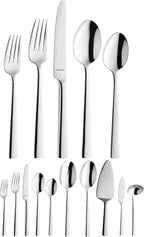 Amefa 45-Piece Silverware Flatware Cutlery Set Service for 8, Durable 18/10 Stainless Steel High Gloss Mirror Finish, tableware in Ergonomic Design Size and Weight, Dishwasher Safe (Moderno)