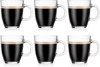 Bodum 12oz Bistro Coffee Mug Single-Wall Tempered Glass, 6 Pack, Clear