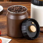 304 Stainless Steel Coffee Bean Canister, Airtight Coffee and Tea Storage Container, Light Blocking Moisture Food Storage Jar for Beans Tea Spices(Black)
