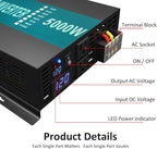WZRELB RBP-500012S Pure Sine Wave 5000W (10000W Surge) 12V Power Inverter DC to AC Power - Solar, RV, Black