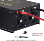 Reliable 8000W Continuous Power Heavy Duty Pure Sine Wave Power Inverter DC 24V to AC 120V with 4 AC Outlets Remote Control 66A Hardwire Terminal and LED Display for RV Car Solar System Emergency