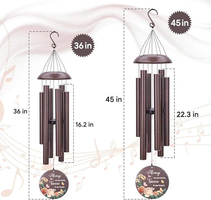 Personalized Memorial Wind Chime, Metal Wind Chime Deep Tone, Wind Chimes for Loss of Loved One, Commemorative Sympathy Bereavement Gifts, Decorative Wind Chimes Outdoor