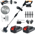 Cordless Weed Wacker,Electric Weed Eater,2 Batteries,Grass Trimmer Cordless,Black-A