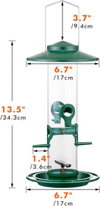 iBorn Bird Feeders for Outdoors, 2LB Metal Bird Feeders 17cm Large Roof &Tray, 4 Feeding Ports, Green Finish