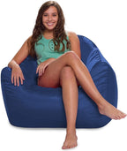 Posh Creations Structured Comfy Seat for Playrooms and Bedrooms, Large Bean Bag Chair, Malibu Lounge, Navy