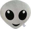 EvZ Official Certified Alien Emoji Pillow - 31cm Large Soft Plush Grey Outer Space Emoticon Cushion - Unique Decorative Stuffed Toy for Sci-Fi Fans, Techies & Modern Room Decor (Grey)