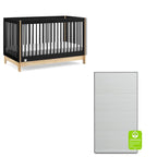 babyGap by Delta Children Tate 4-in-1 Convertible Crib TrueSleep Crib and Toddler Mattress (Bundle), Ebony/Natural