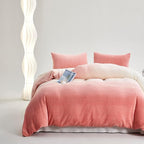Wellboo Pink White Gradient Comforter California King White and Pink Fluffy Bedding Comforters Cal King Modern Bean Pink Gradient Flannel Quilts Farmhouse Watercolor Comforters Sherpa Fuzzy Plush Bed