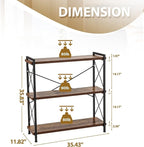 Industrial Bookshelf,Rustic Open Shelf Bookcase,3 Tier Book Shelf for Bedroom Office Living Room,Small Bookshelf for Small Spaces with Metal Frame