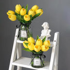 Buart Yellow Flowers Artificial Luxury Big Tulip Valentine's Day Mother's Day Easter Home Kitchen Wedding Decorations(11pcs)