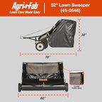 Agri-Fab 45-0546 52" Tow-Behind Lawn Sweeper, 26 cu. ft Hopper Bag Capacity; Leaf & Grass Catcher, with Adjustable Brush Height and Dump From Seat Handle