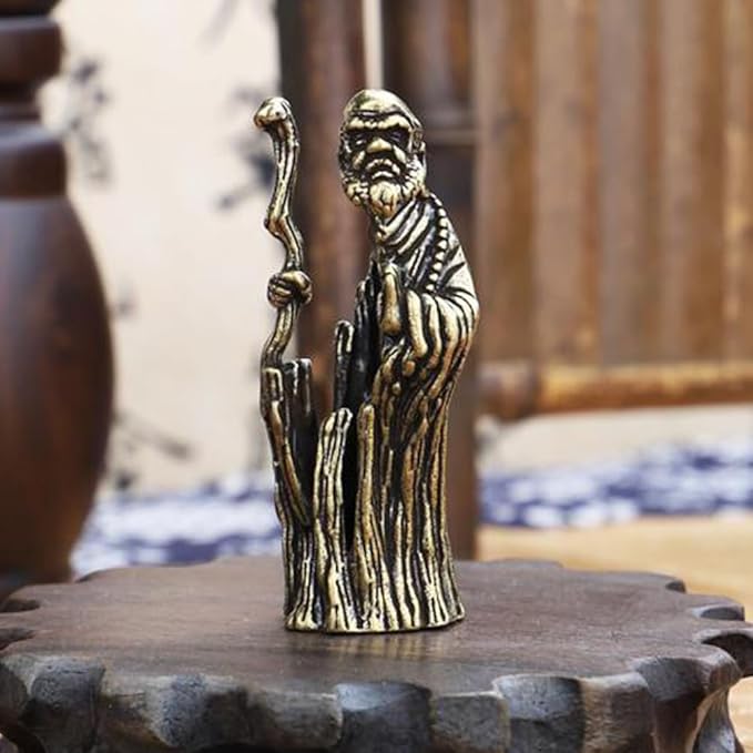 Handmade Pure Copper Dharma Arhat Statue - Stunning Home and Office Decor-Gift for Buddhism Enthusiasts（Dharma）