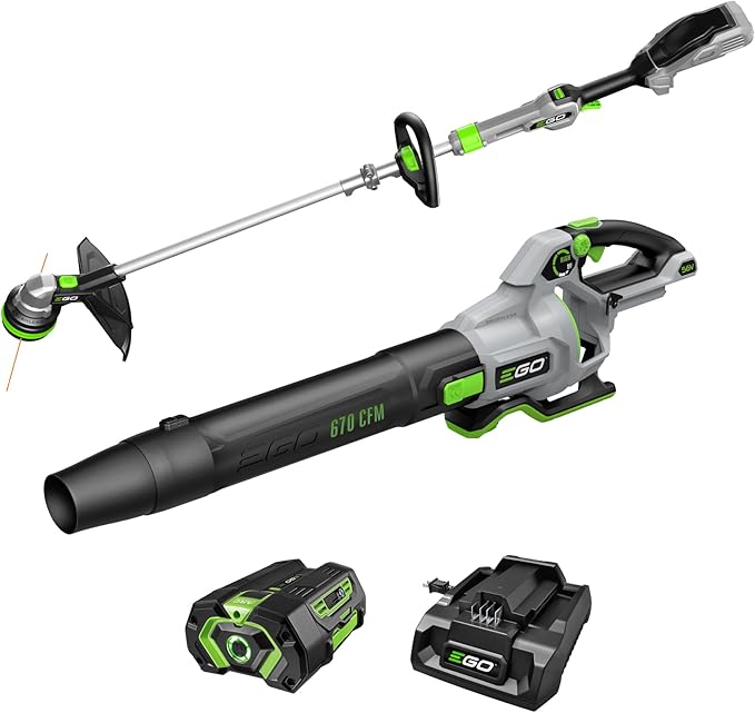 EGO POWER+ Combo, Cordless Trimmer and Blower, 15" Trimmer for Weeds and Grass with POWERLOAD and Cordless Electric 670 CFM Blower, Includes 56V 4.0Ah Battery and Charger - ST6703LB