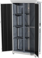 GDLF Outdoor Storage Cabinet Wood & Metal Garden Shed with Waterproof Roof and Sturdy Lockable Doors 66"