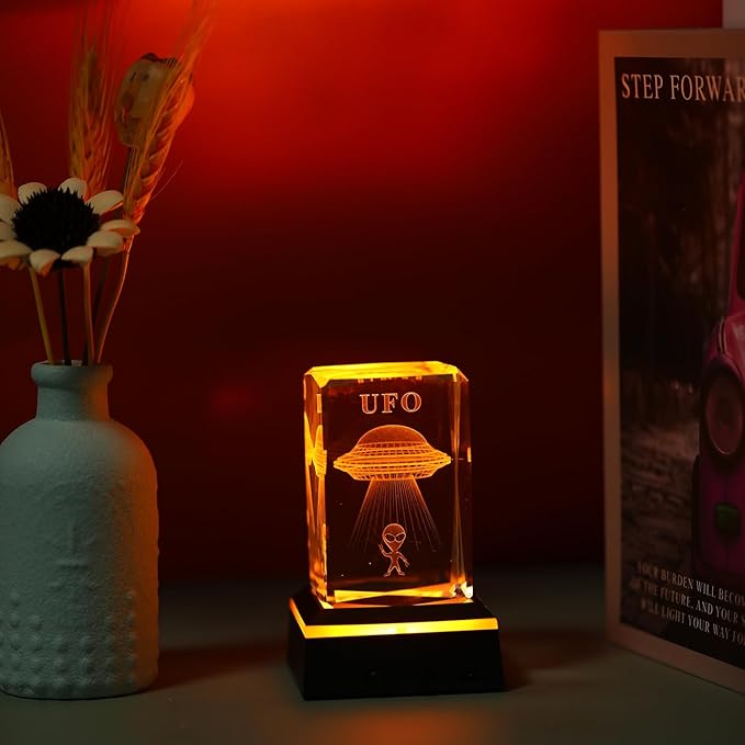 Glass Paperweight,K9 Crystal Cube with Changeable 7-Color Changing Lamp,Nice Birthday Gifts,Decent Ornament in Home and Office
