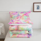 Erosebridal Kids Tie Dye Comforter Set, Bohemian Batik Down Comforter King Size, Boho Psychedelic Bedding Comforters for Children Girls Boys Teens Bedroom, Trippy Tattoo Watercolor Quilted Duvet