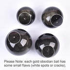 JIC Gem Large Golden Obsidian Crystal Ball with Stand Natural Quartz Crystal Sphere Healing Ornament Witchcraft Meditation Home Decor 3.5-4 inch(90-100mm)