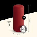 Fellow Carter Move Ceramic Lined Travel Coffee Mug 16 oz - Leak-Proof Lid | No Metallic Taste, Dishwasher Safe, Hot 12Hr Cold 24Hr, Stainless Steel Tumbler, BPA-Free, Fits Cup Holders, Red