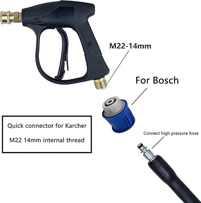5800PSI/400Bar Ultra Flexible Pressure Washer Hose for Bosch Home Cleaning, 5M-30M High Pressure Extension Tube with Quick-Connect Adapter,(Red/Blue/Yellow/Green/Grey/Orange/Light Blue)(Yellow,16FT)