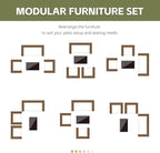 Patio Furniture Set,4 Piece Garden Conversation Set, Outdoor Wicker Rattan Table and Chairs, Black Patio Set, Sectional Sofa with Thick Cushion for Garden, Yard, or Porch (Brown/Beige)