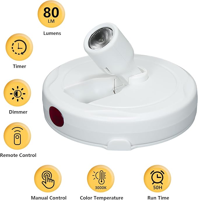 Cordless Spotlight Battery Powered, LED Accent Lighting with Remote and Timer, Display Puck Lights, Stick Uplight for Tree Portrait Gallery Picture Dartboard Painting Art Photo Plant