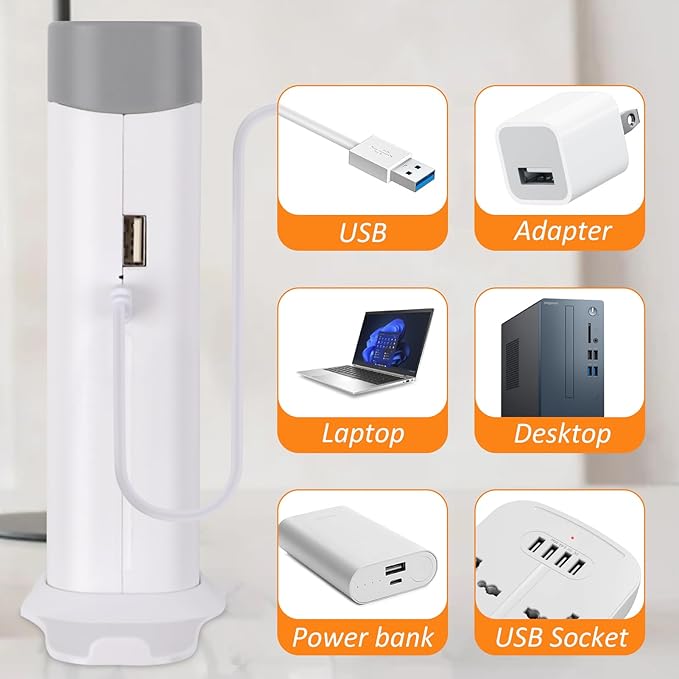 Small Desk Lamp, Mini Table Lamps for Home Office, Portable LED Flashlight/Book Light with USB Charging Port (5000MAH), Night Reading Light with Phone Holder/Eye Caring 3-Brightness Mode