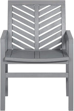 Walker Edison 2 Piece Outdoor Patio Chevron Wood Chair Set All Weather Backyard Conversation Garden Poolside Balcony, Set of 2, Grey