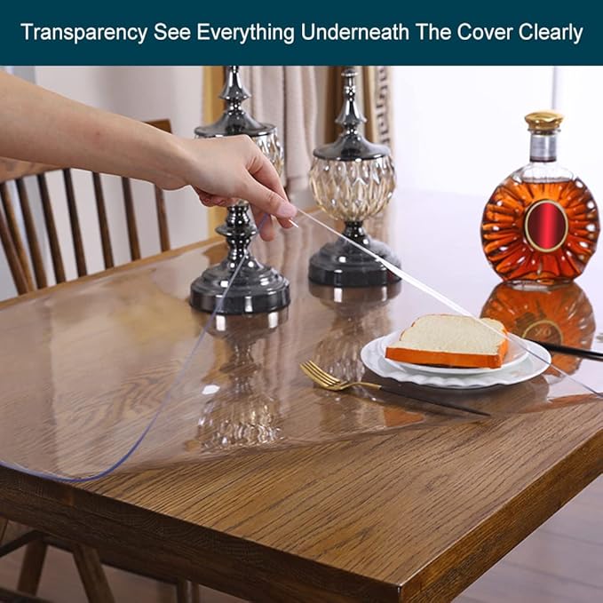 Clear Plastic Chair Mat for Carpeted Floor Protection PVC Table Cloths Vinyl Transparent Tablecloth for Office Writing Children Study Work Desktop Cover Mat Pad Dust Water Proof Easy Clean 32x48 inch
