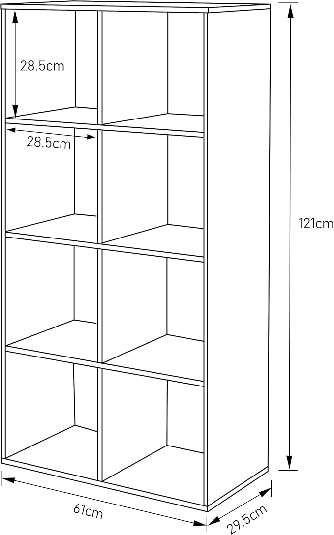 PACHIRA E-Commerce Cubby Storage Organizer, 8 Cube Unit Shelf, Closet Cabinet, DVD Rack Bookshelf File Organizer Rack in Study, each cube 28.5 cm, OAK GREY