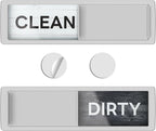 KitchenTour Dishwasher Magnet Clean Dirty Sign, Strong Magnet Clean Dirty Sign for Dishwasher, Farmhouse Wood Design Non-Scratch Dish Washer Indicator Kitchen Decor, Silver