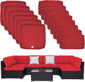 ClawsCover 14Pack Outdoor Seat and Back Cushions Replacement Covers Fit for 7Pieces 6-Seater Wicker Rattan Patio Furniture Set Sectional Couch Chair,Red-Include Cover Only (Small)