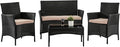 Outdoor Patio Furniture Sets 4 Pieces Patio Set Rattan Chair Wicker Sofa Conversation Set Patio Chair for Backyard Lawn Porch Poolside Balcony Garden Furniture Sets with Coffee Table (Black)