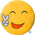EvZ Official Certified Yeah Emoji Pillow - 32cm Large Soft Plush Smiley Face Victory Peace Sign Emoticon Cushion - Fun Decorative Stuffed Toy for Success Gift, Gaming Room & Happy Decor (Yellow)