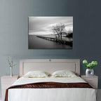 DZL Art S74981 Canvas Prints Modern Minimalist Black and White Lake Trees Landscape Wall Art Painting for Living Room Bedroom Decor Office Wall Decor Home Decoration