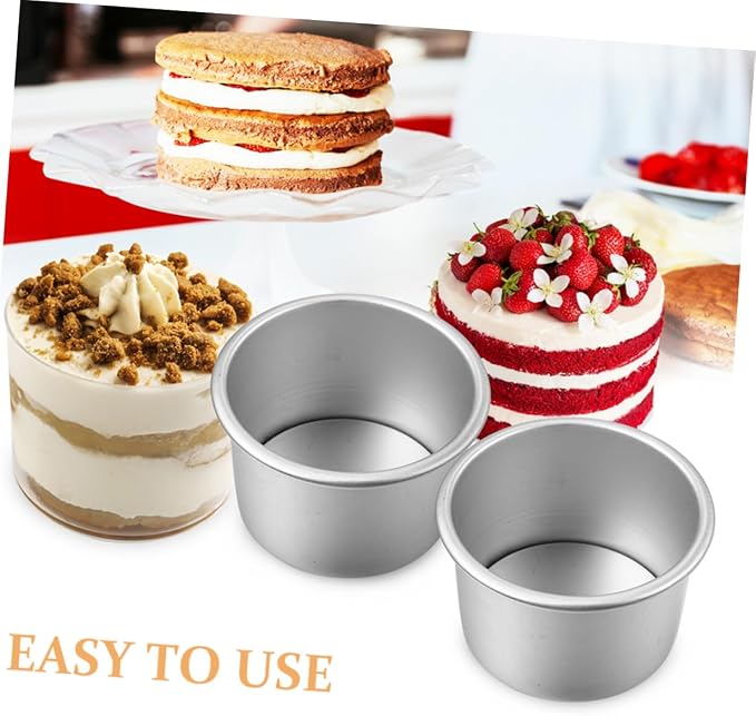 Ciieeo 6-Piece Removable Bottom Round Cake Pans Set 2-Inch Aluminum Alloy Baking Tins for Mini Cakes Nonstick Easy Clean Suitable for Home Baking