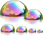 Nerien Gazing Ball, Stainless Steel Garden Mirror Globe, Polished Ornament Sphere, Hollow Floating Reflective Hemisphere, for Home Outdoor Pond Housewarming Swimming Pool Decoration, Gold, 6Pcs Mix