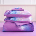 Full Size Bedding Sets Kids Bedding Sets for Girls,Galaxy Bedding 7pieces Glitter Pink Comforter Colorful Comforter Full Size Comforter Sets for Teen Girls(Twill Rainbow)