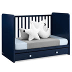 Delta Children babyGap Graham 4-in-1 Convertible Crib with Storage Drawer + Brannan Bear Bookcase with Bins + Brannan Bear Wall Shelf with 4 Hooks, Navy/Light Blue (Bundle)