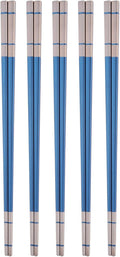 Reusable Stainless Steel Chopsticks,Dishwasher Safe , Easy to Use(5 PCS,blue)
