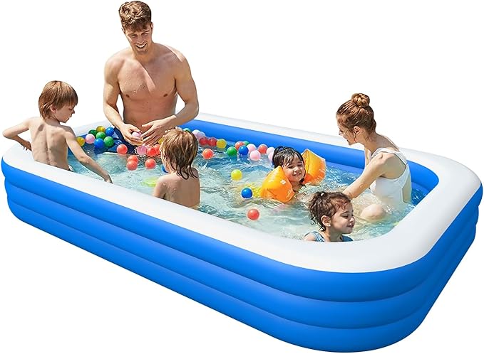 Inflatable Swimming Pool, Blow up Pool, Above Ground Swimming Pool for Family,Pool for Adults 120x 72 x 22 inch Full-Sized Inflatable Pool for Outdoors, Backyard