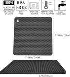 Silicone Trivets for Hot Pots and Pans, Multi-Purpose Trivet Mat for Hot Dishes Set of 4, Heat Resistant Durable Flexible Silicone Pot Mat for Countertop, Easy to Wash and Dry, Dark Gray, Square