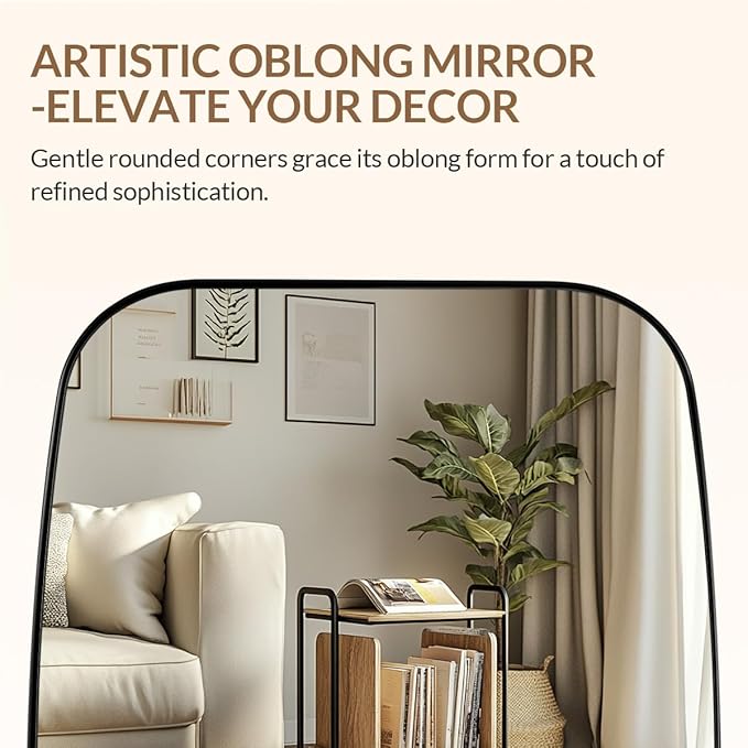 ANDY STAR 30x40” Black Bathroom Mirror, Oblong Vanity Mirror with Stainless Steel Metal Frame, Matte Black Oval Mirror for Over Sink, Modern Anti Rust Wall Mounted
