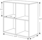 PACHIRA E-Commerce Wooden Storage Cubes Bookcase, Unit Shelf, Closet Cabinet, Organizer Rack in Living Room, Bedroom, Study, 4 Cube, OAK GREY