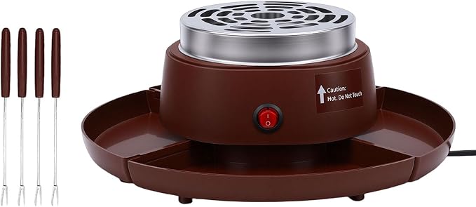 Yosoo 2 in 1 Electric Smores Maker, Tabletop Roaster and Chocolate Fondue Pot with 4 Detachable Trays, for Family Gatherings and Dessert Parties (US Plug 110V)