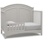 Delta Children Perry 6-in-1 Convertible Crib - Greenguard Gold Certified, Moonstruck Grey + Simmons Kids Radiant Sky Dual Sided Baby Crib Mattress and Toddler Mattress (Bundle)