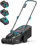 2×20V Cordless Electric Lawn Mower, 16" Push Mower with 6 Cutting Height Levels, Includes 2×4.0Ah Batteries and Dual Port Charger
